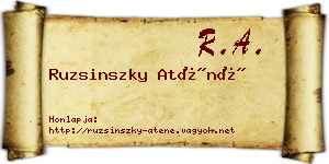 Ruzsinszky Aténé névjegykártya